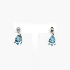 Blue Topaz & CZ Pear Drop Earrings - Jordans Jewellers