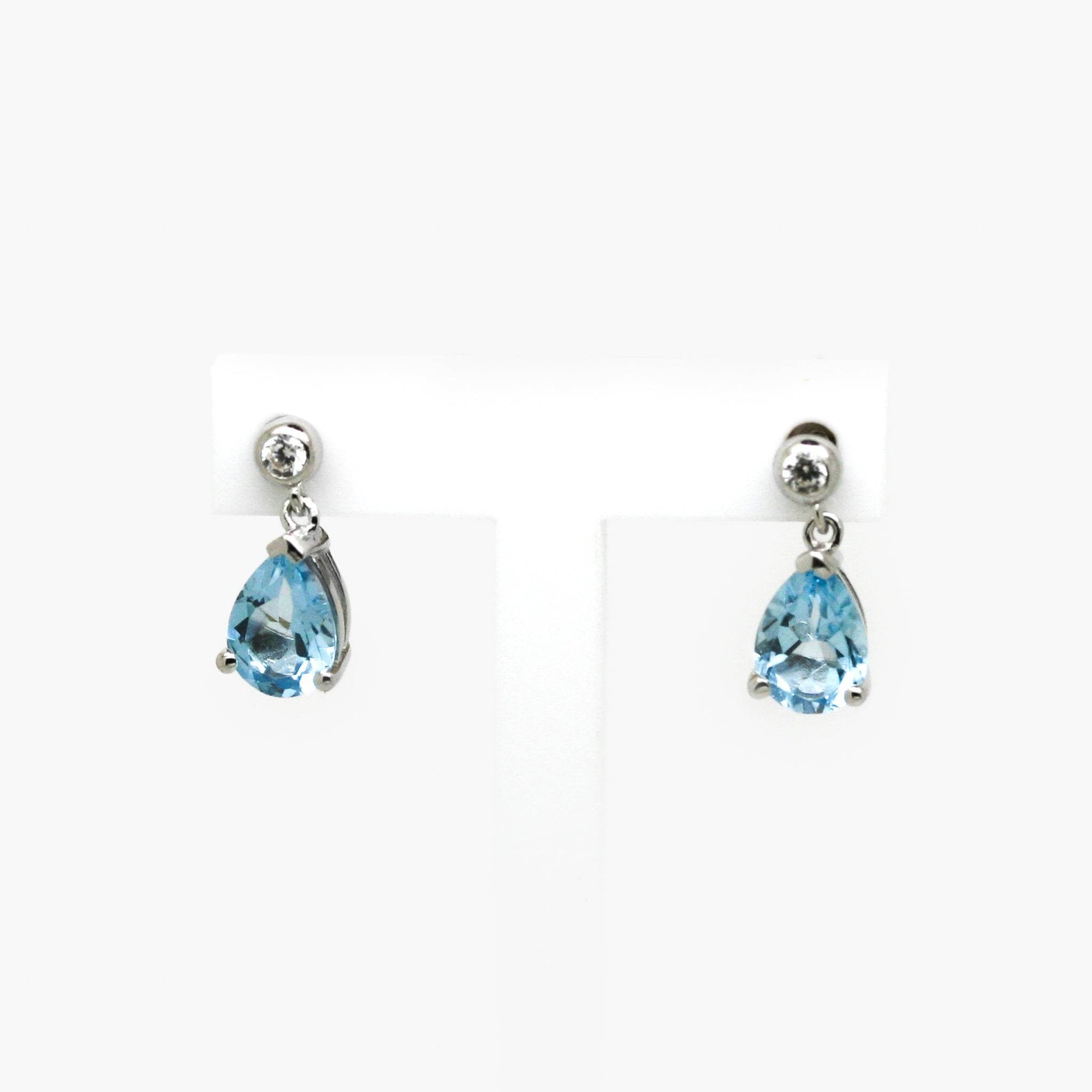 Blue Topaz & CZ Pear Drop Earrings - Jordans Jewellers