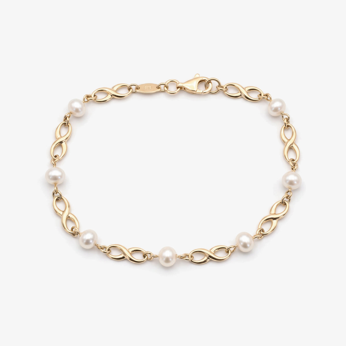 9ct Gold Freshwater Pearl and Infinity Bracelet