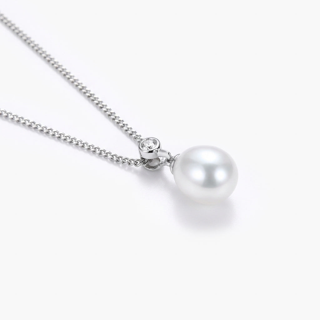 Pearl and Cubic Zirconia Drop Pendant Necklace