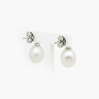 Silver Cubic Zirconia and Pearl Drop Earrings
