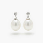 Silver Cubic Zirconia and Pearl Drop Earrings