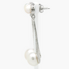 NEW Silver CZ Pearl Dangle Earrings