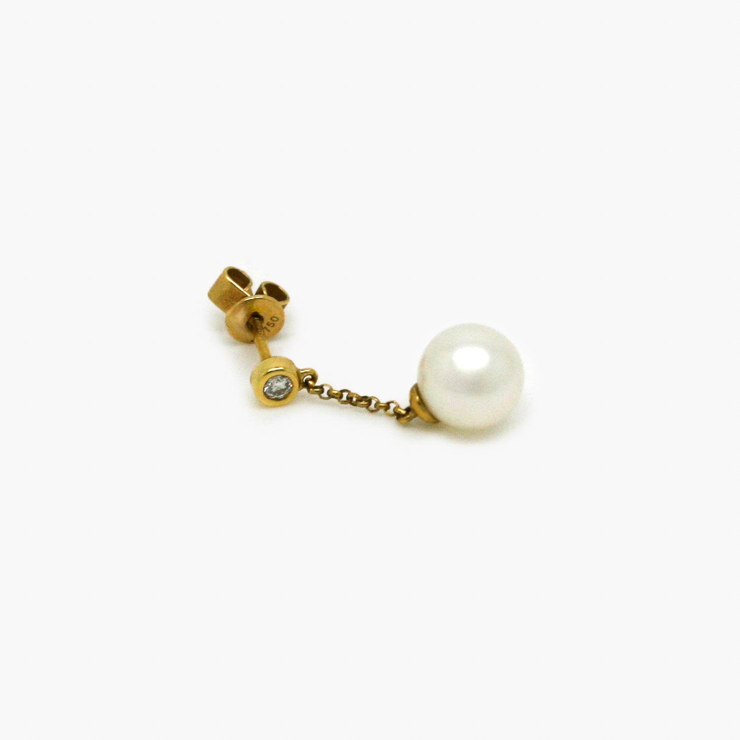 18ct Yellow Gold Pearl and Diamond Drop Earrings 0.06ct - Jordans Jewellers