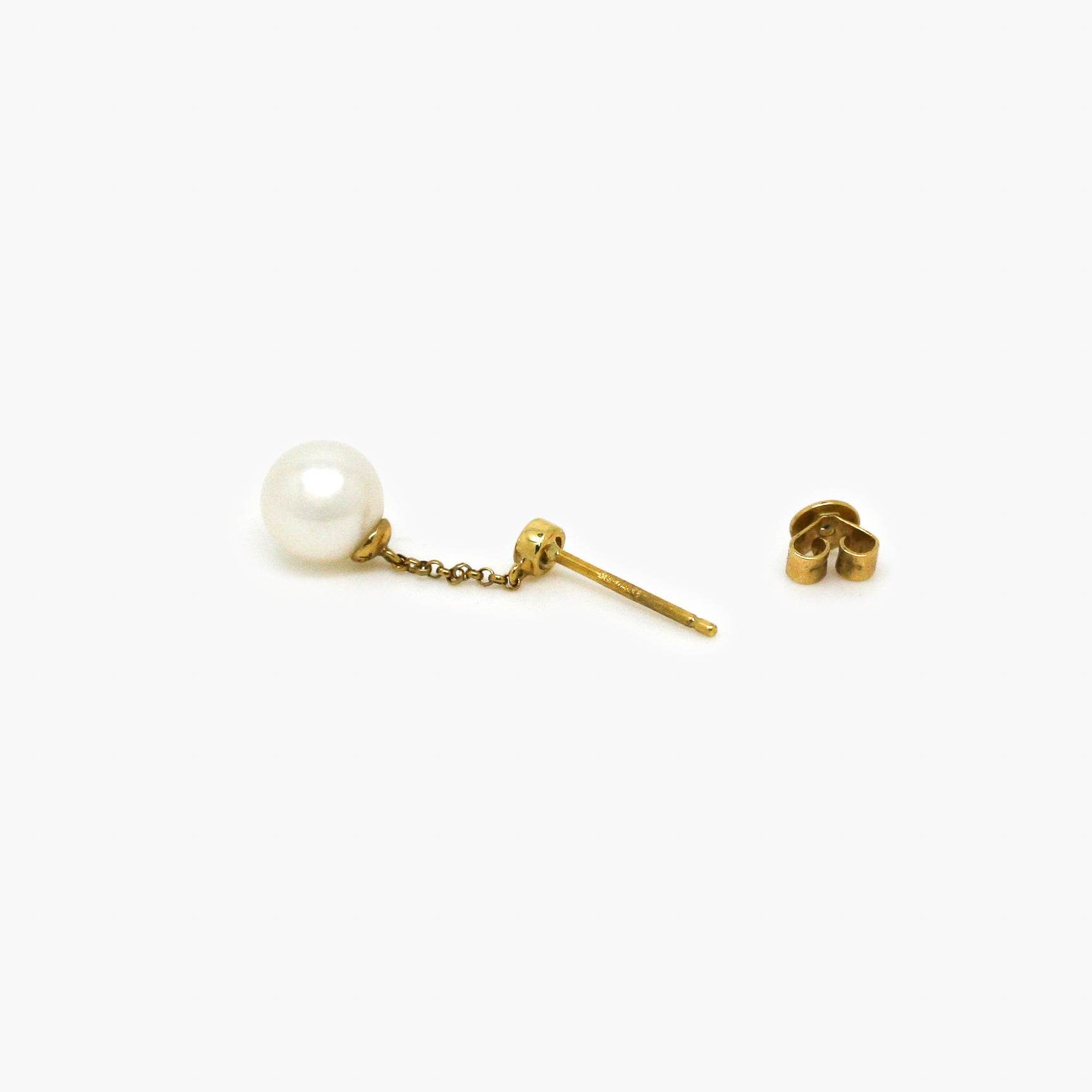18ct Yellow Gold Pearl and Diamond Drop Earrings 0.06ct - Jordans Jewellers
