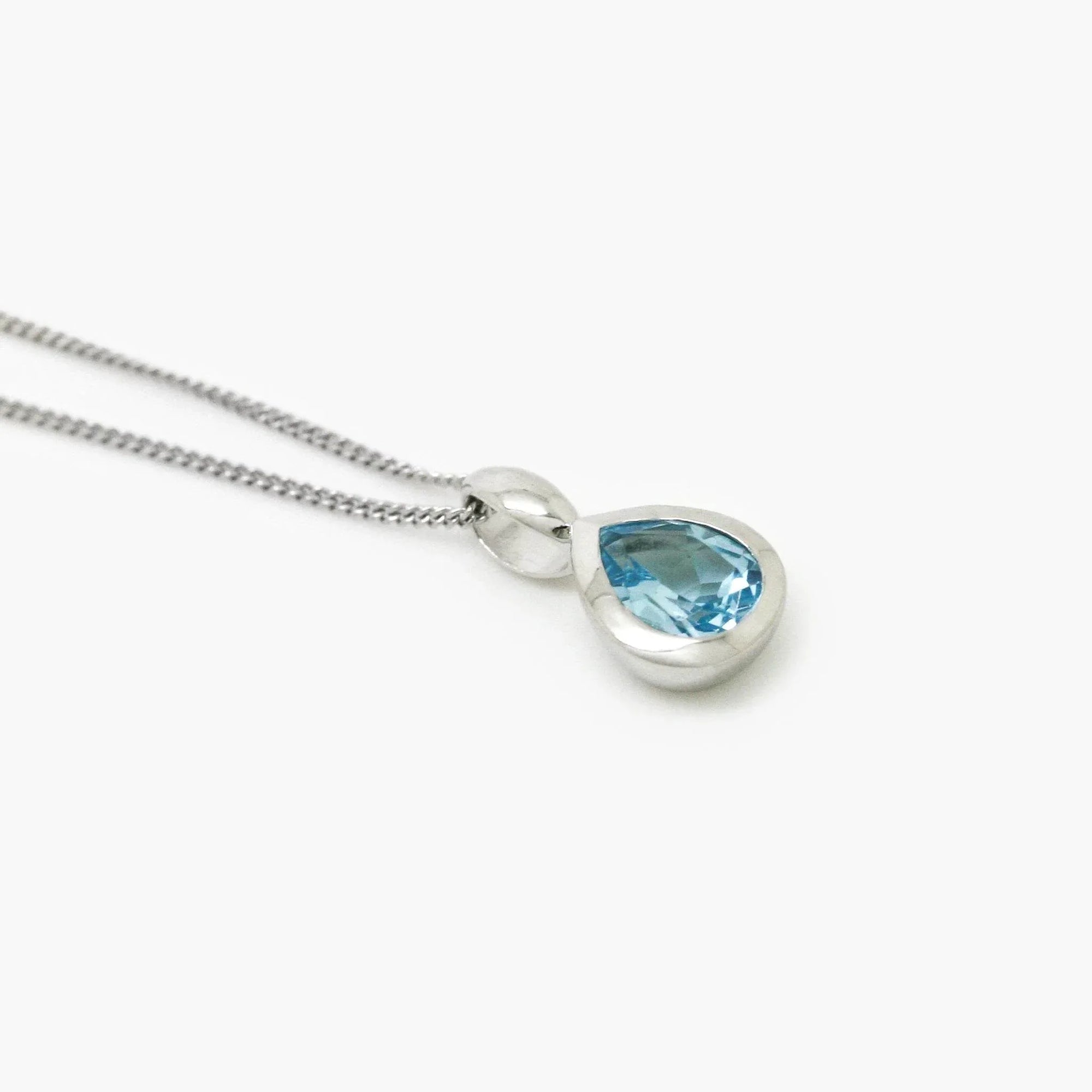 Pear Shape Blue Topaz Pendant Necklace - Jordans Jewellers