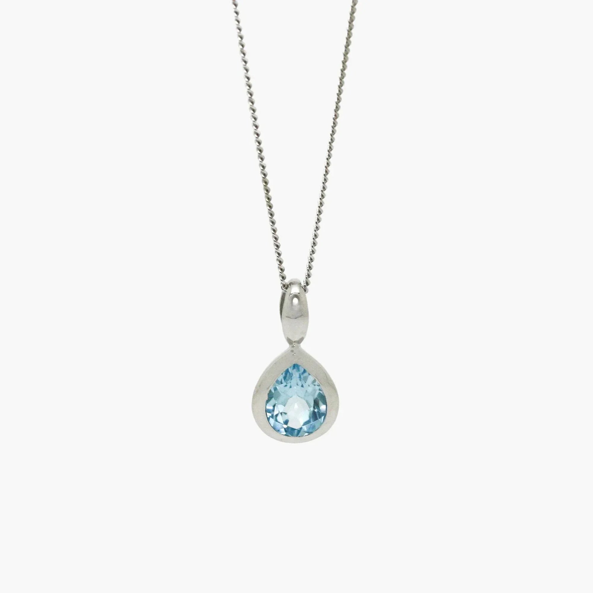 Pear Shape Blue Topaz Pendant Necklace - Jordans Jewellers