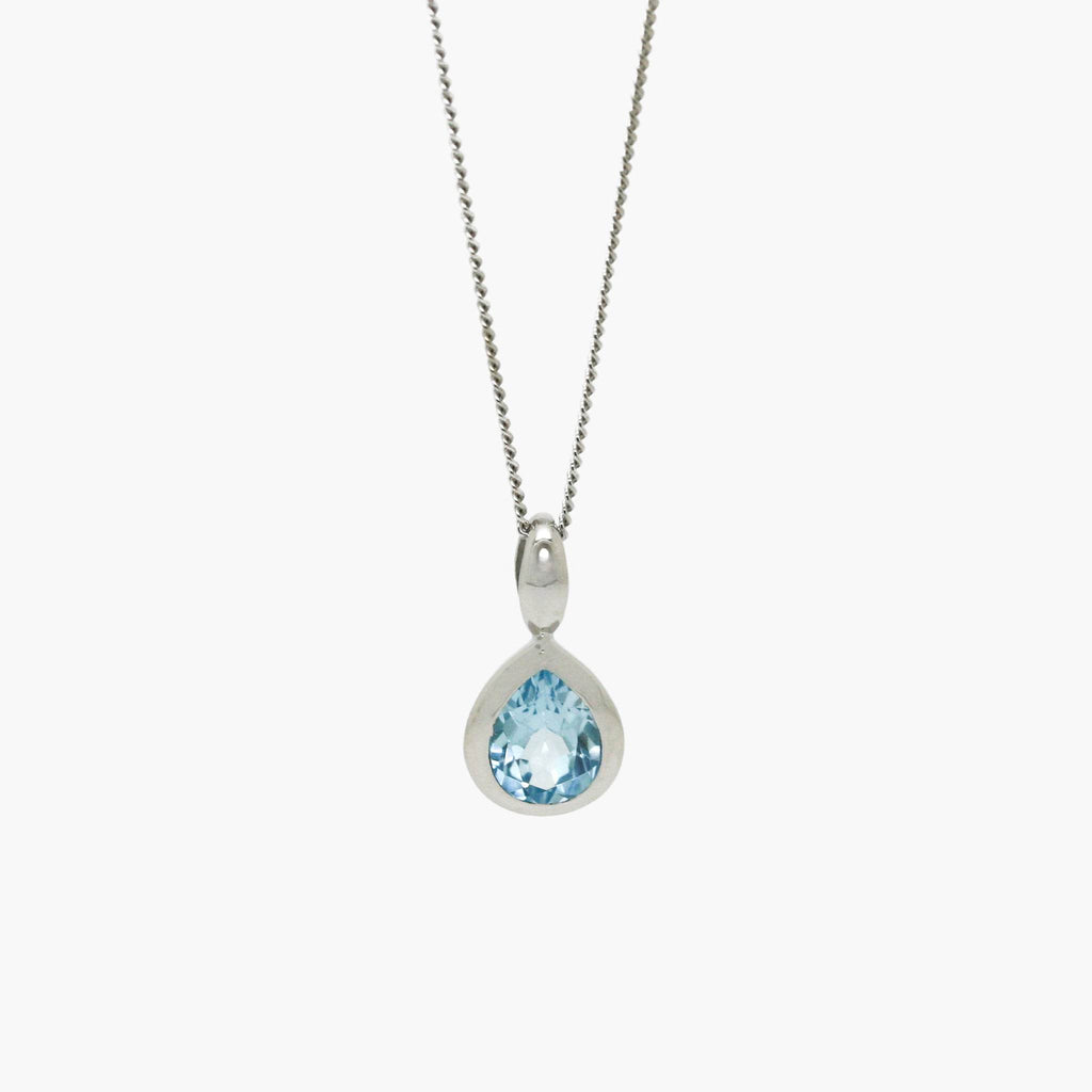 Pear Shape Blue Topaz Pendant Necklace - Jordans Jewellers