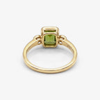 9ct Yellow Gold Emerald Cut Peridot and Diamond Ring back view