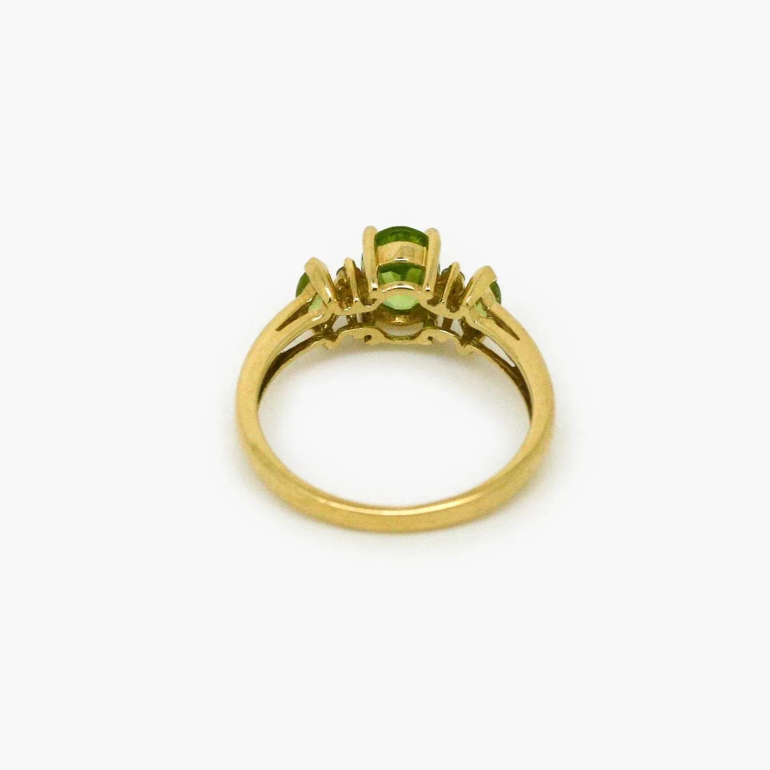 Peridot and Diamond Trilogy Ring in 14ct Yellow Gold - Jordans Jewellers