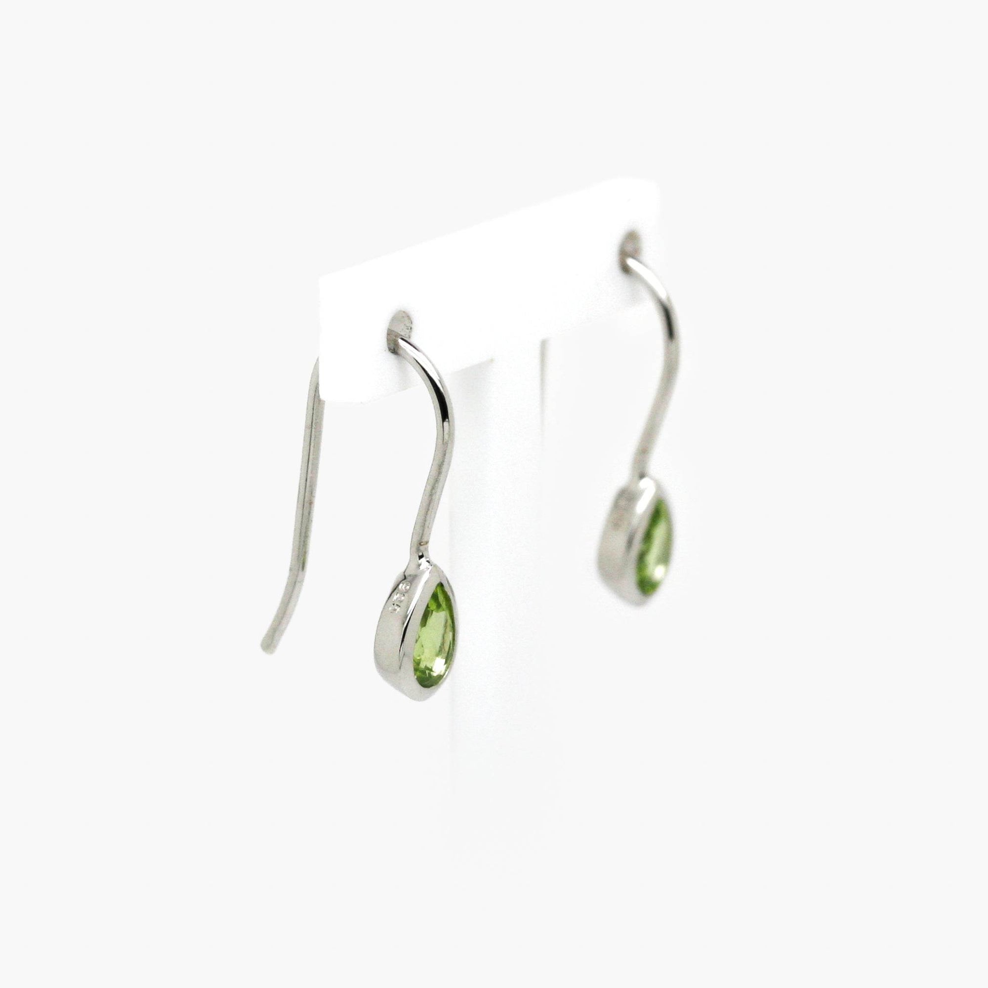 Pear Peridot Silver Hook Earrings - Jordans Jewellers