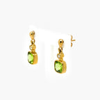 9ct Yellow Gold Peridot and Diamond Drop Earrings - Jordans Jewellers