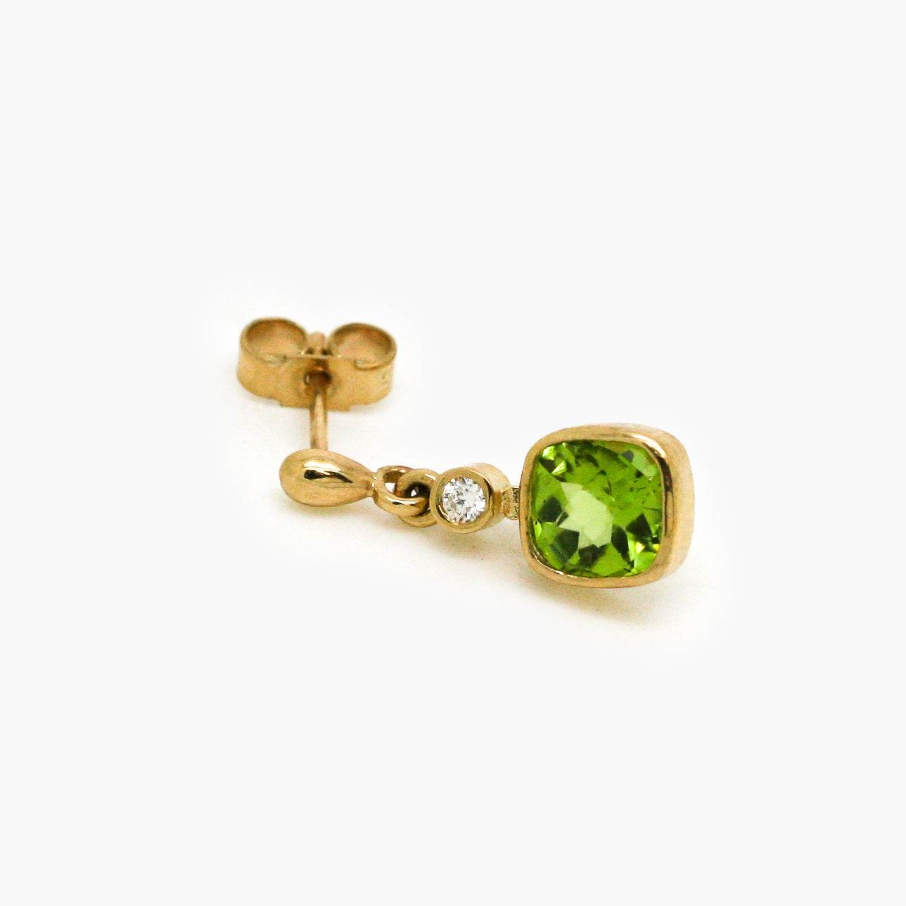 9ct Yellow Gold Peridot and Diamond Drop Earrings - Jordans Jewellers