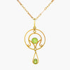 Antique Yellow Gold Peridot & Seed Pearl Lavalier