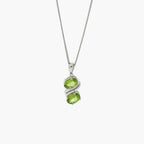 Silver Peridot Double Oval Pendant Necklace - Jordans Jewellers