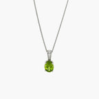Silver Peridot Oval Pendant Necklace with CZ - Jordans Jewellers