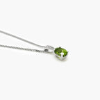 Silver Peridot Oval Pendant Necklace with CZ - Jordans Jewellers