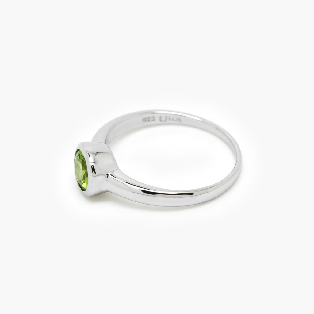 Silver Peridot Solitaire Ring
