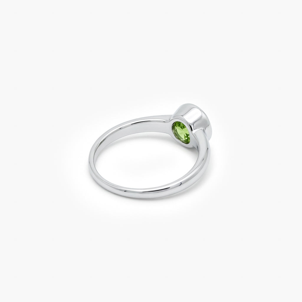 Silver Peridot Solitaire Ring