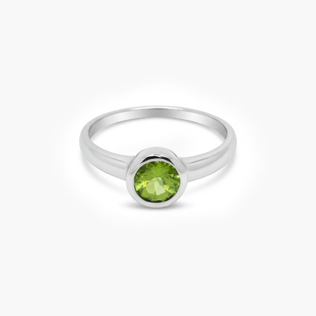 Silver Peridot Solitaire Ring