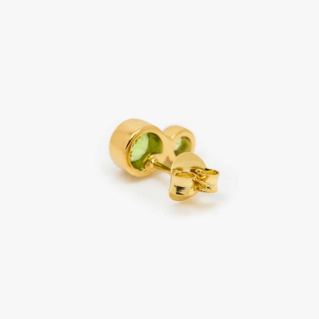 Gold Plated Silver Peridot Drop Stud Earrings