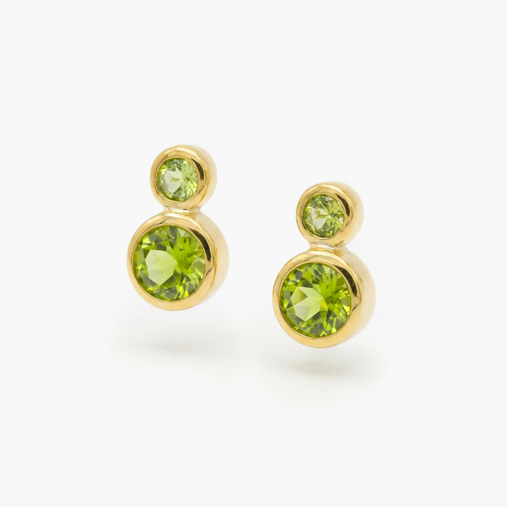 Gold Plated Silver Peridot Drop Stud Earrings