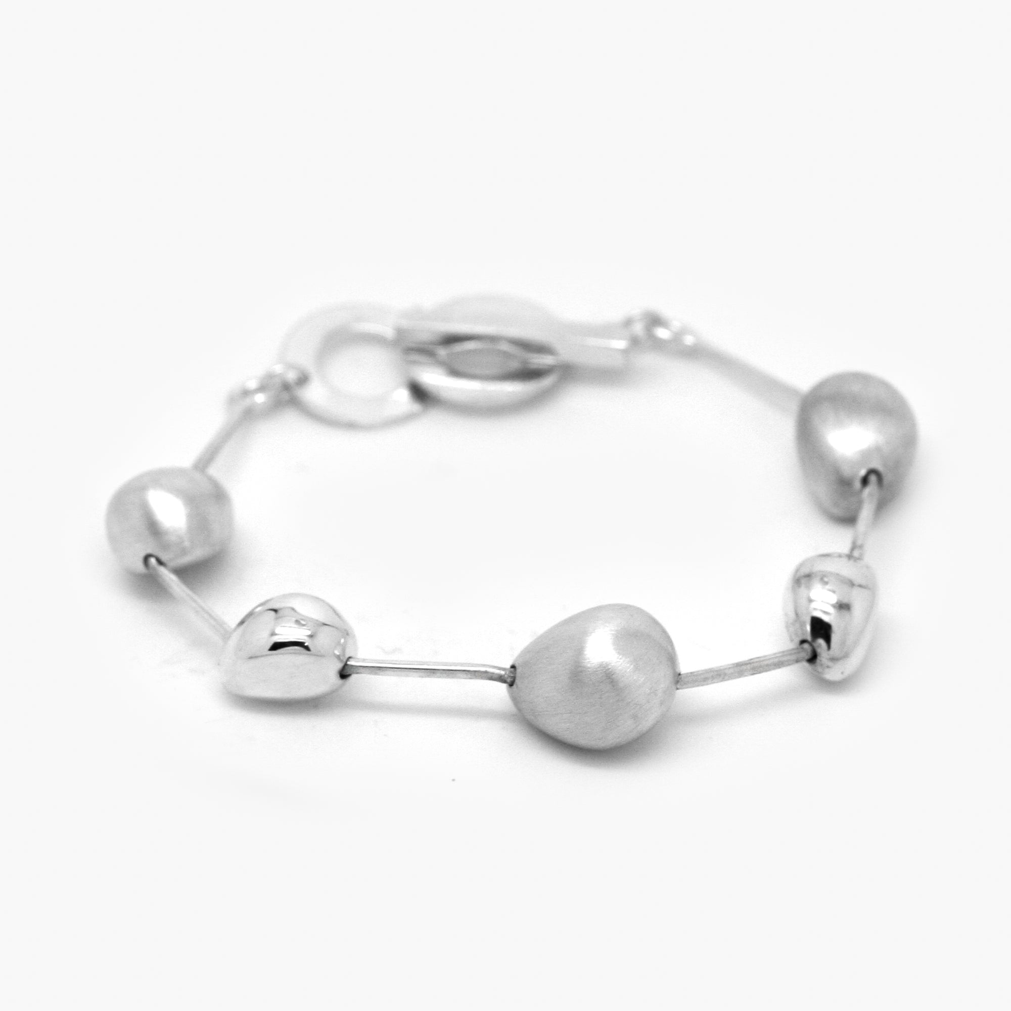 photo of Silver Brushed and Polished Stone Bracelet