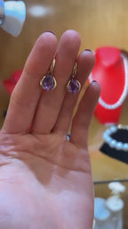 NEW 9 Carat Yellow Gold Amethyst Drop Earrings