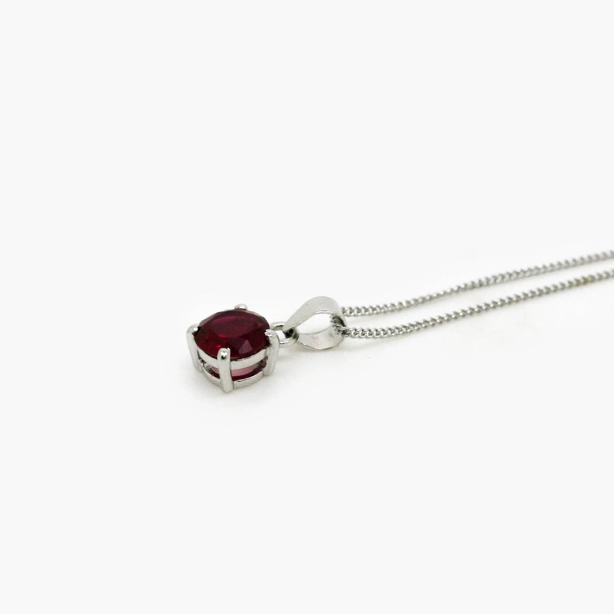 NEW Red CZ Circle Pendant Necklace - Jordans Jewellers