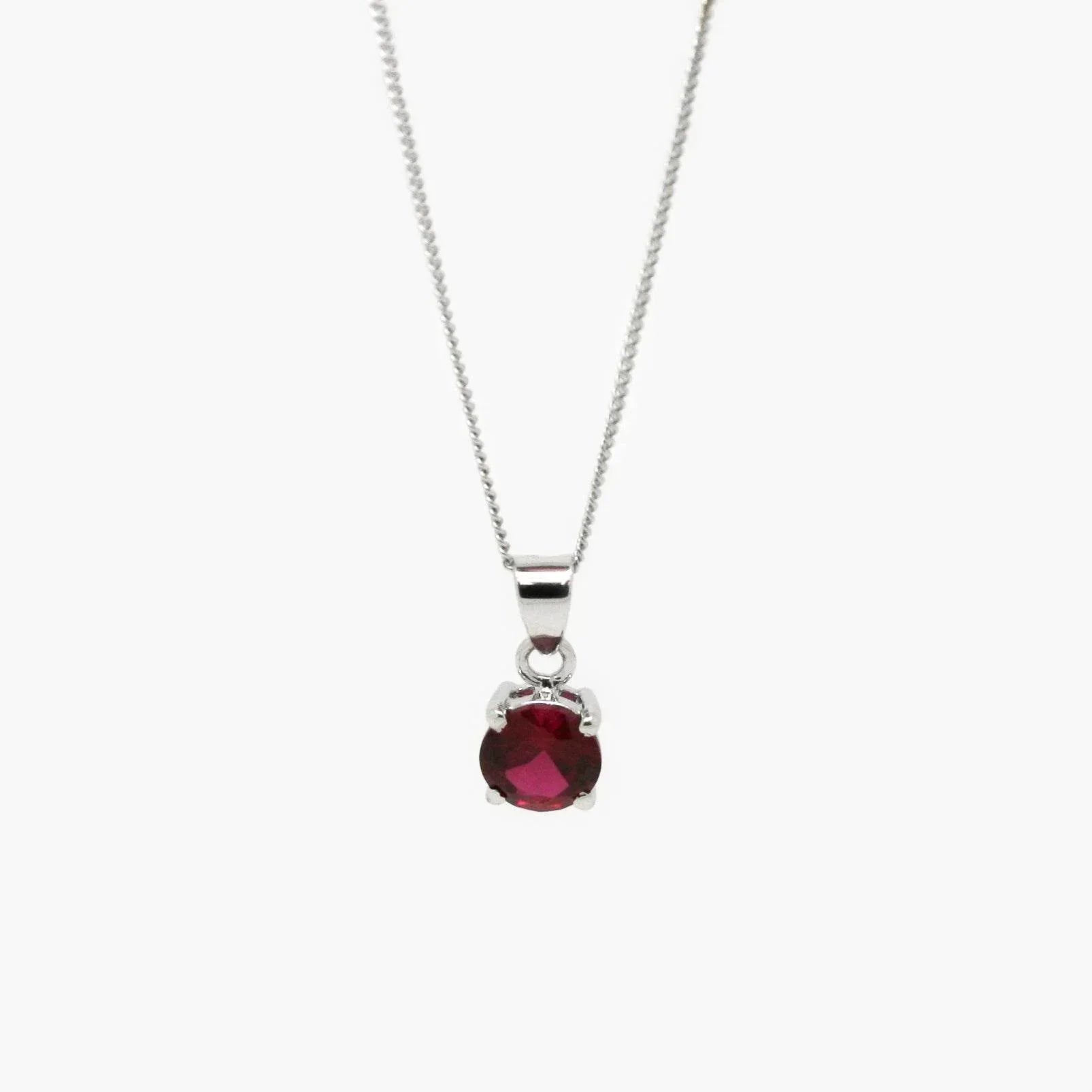 NEW Red CZ Circle Pendant Necklace - Jordans Jewellers