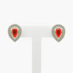 New Red CZ Pear Shaped Silver Earrings - Jordans Jewellers