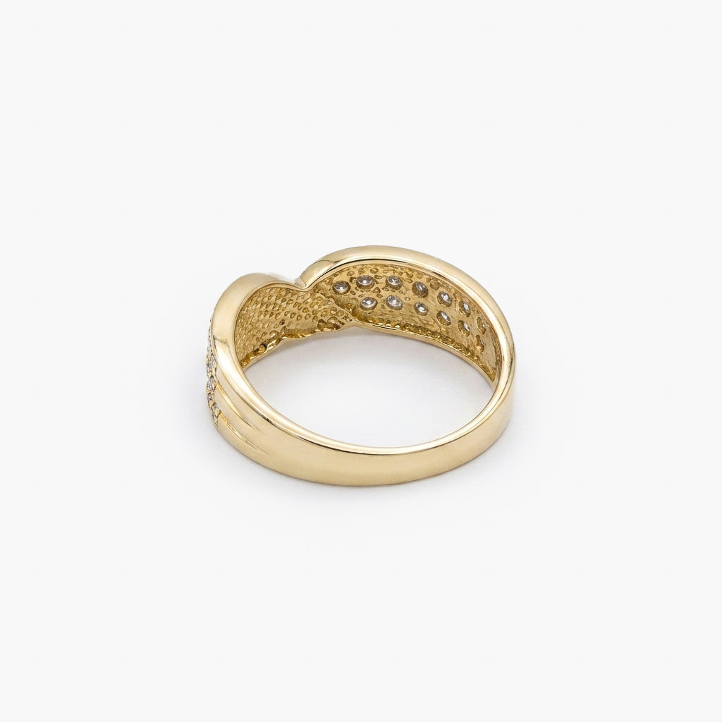 18ct Yellow Gold 0.25ct Diamond Pavé Twist Crossover Ring