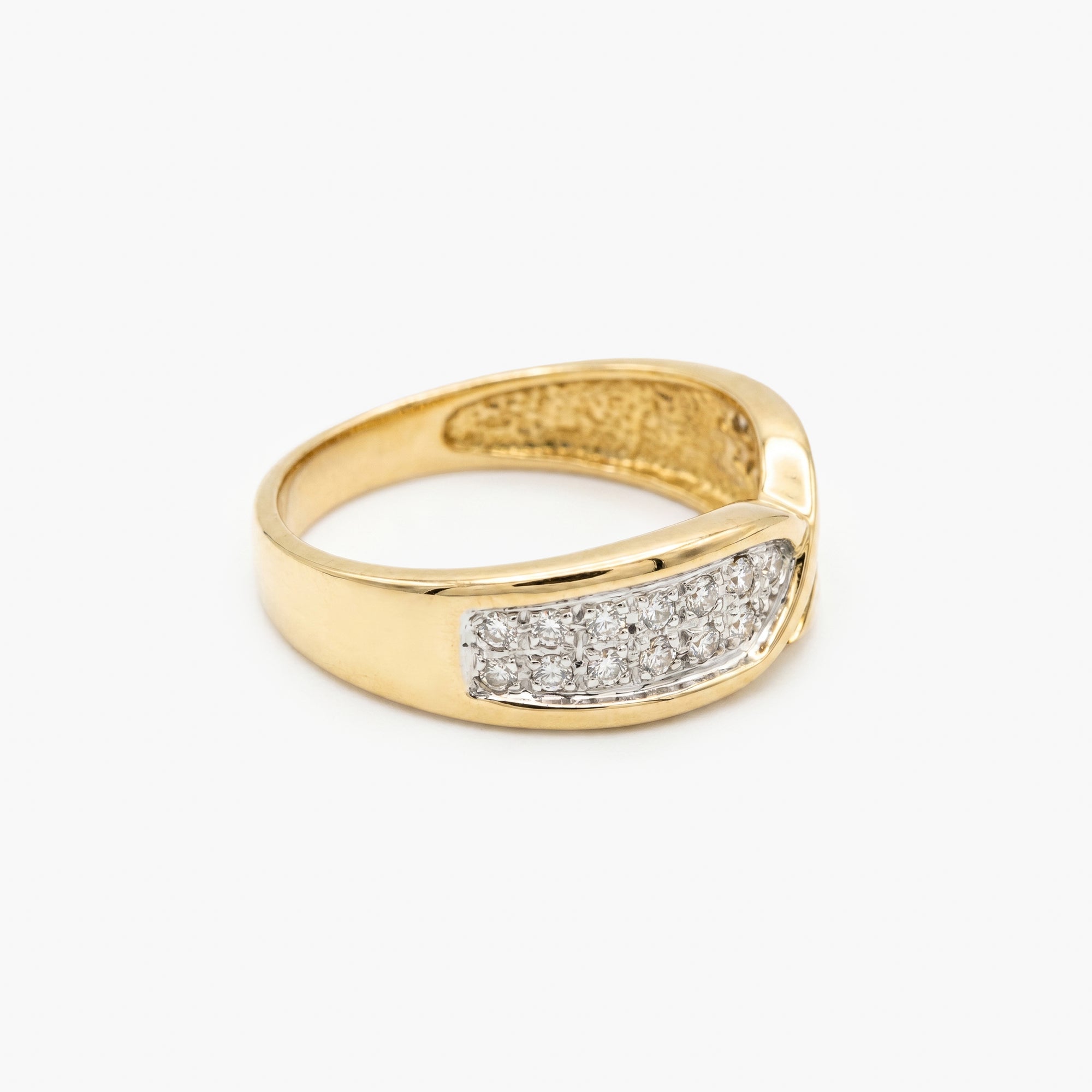18ct Yellow Gold 0.25ct Diamond Pavé Twist Crossover Ring
