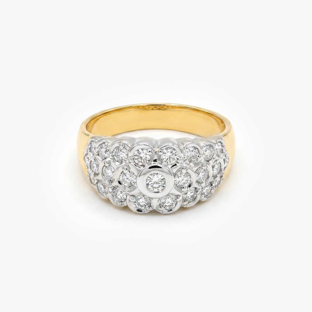 18ct Two-Tone Gold Diamond Cluster Ring
