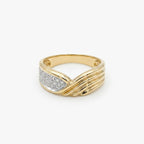 18ct Yellow Gold 0.25ct Diamond Pavé Twist Crossover Ring