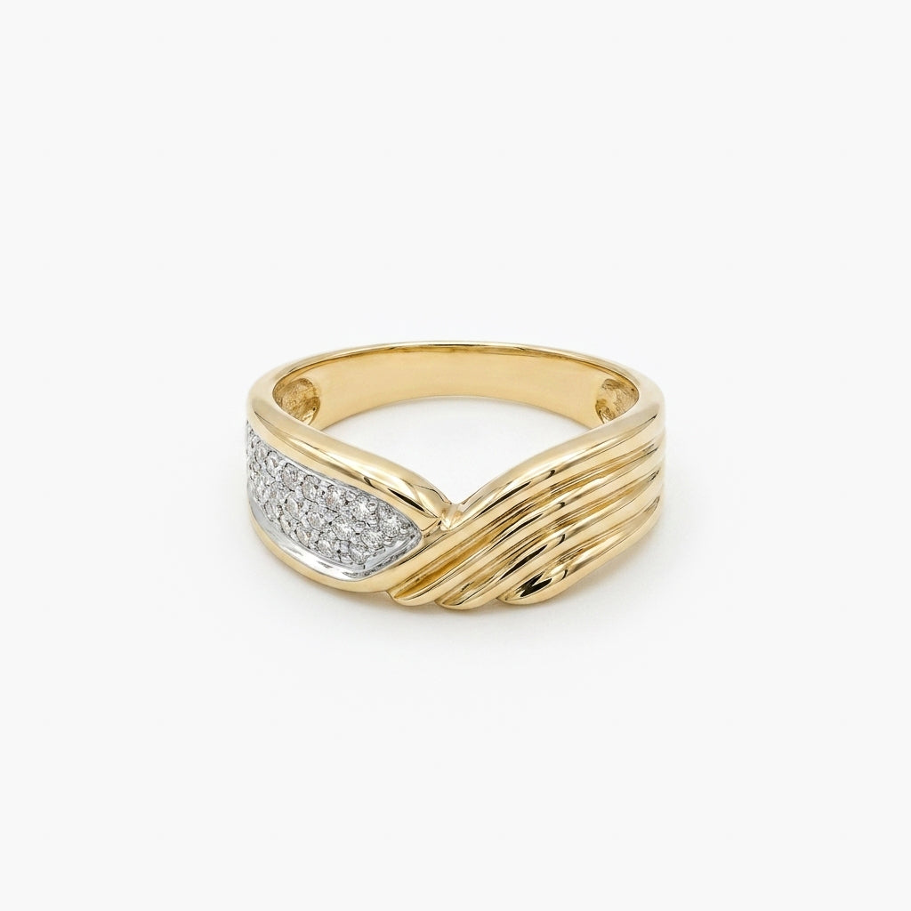 18ct Yellow Gold 0.25ct Diamond Pavé Twist Crossover Ring
