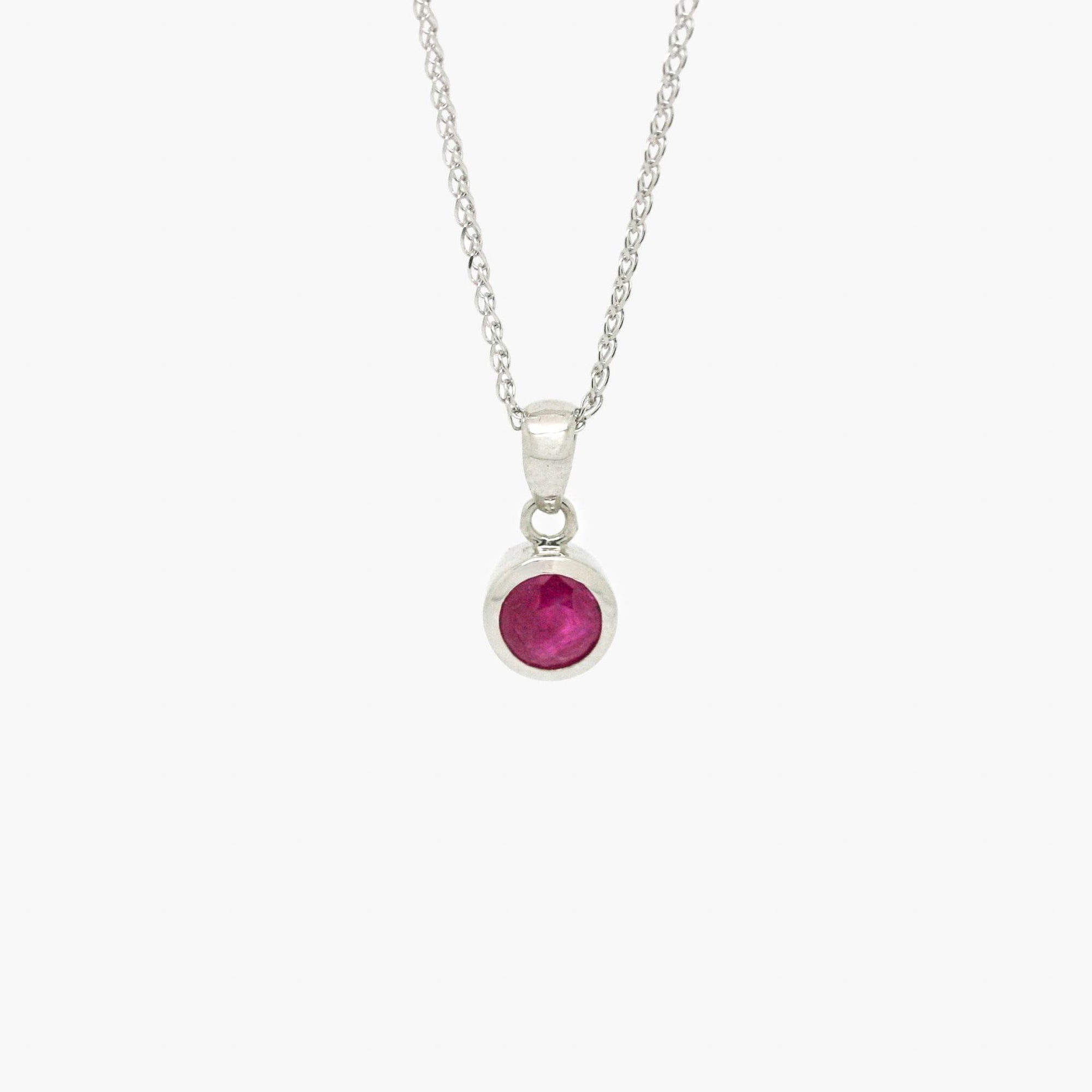 Round Ruby Pendant - 9ct White Gold - Jordans Jewellers