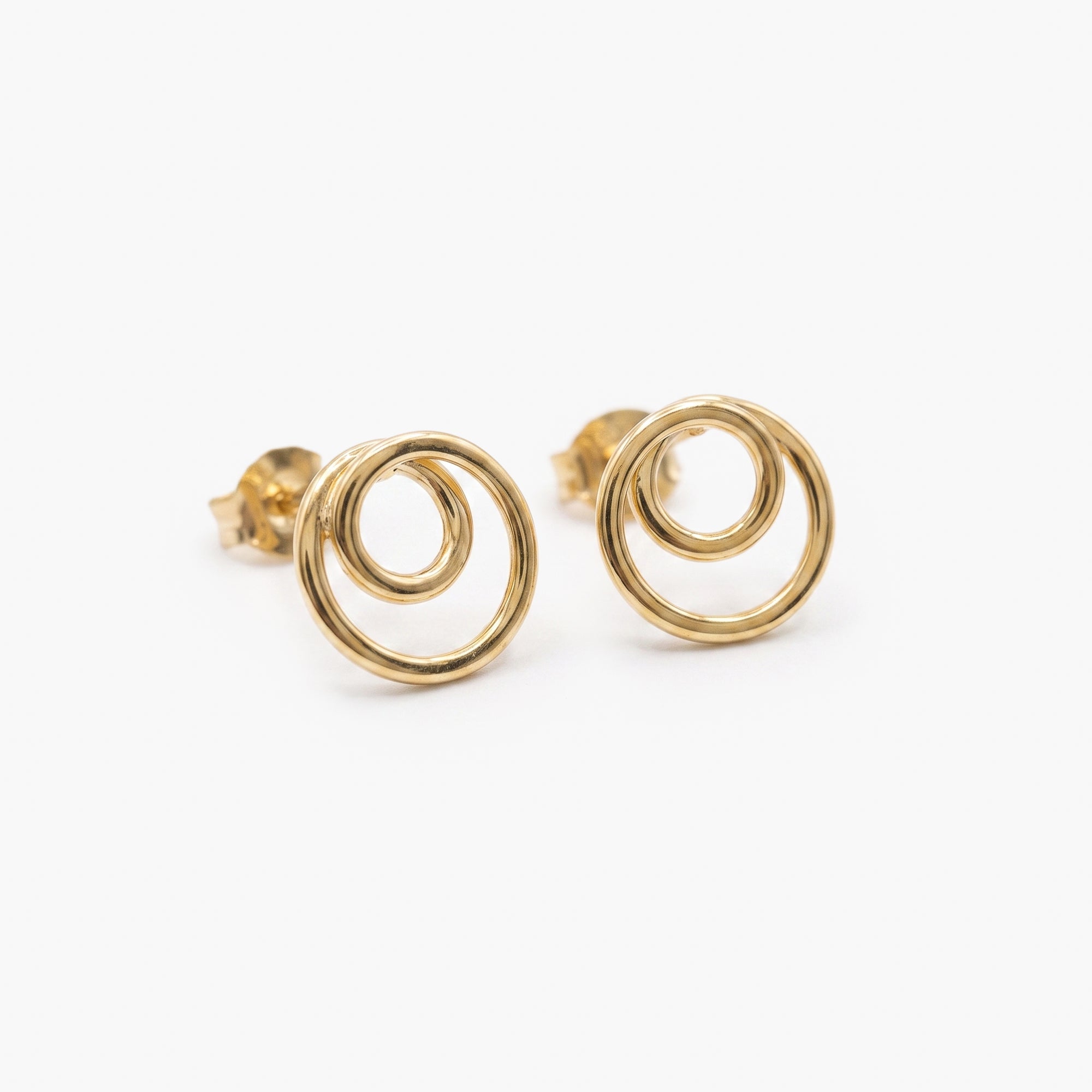 9ct Yellow Gold Polished Double Circle Stud Earrings