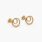 9ct Yellow Gold Polished Double Circle Stud Earrings