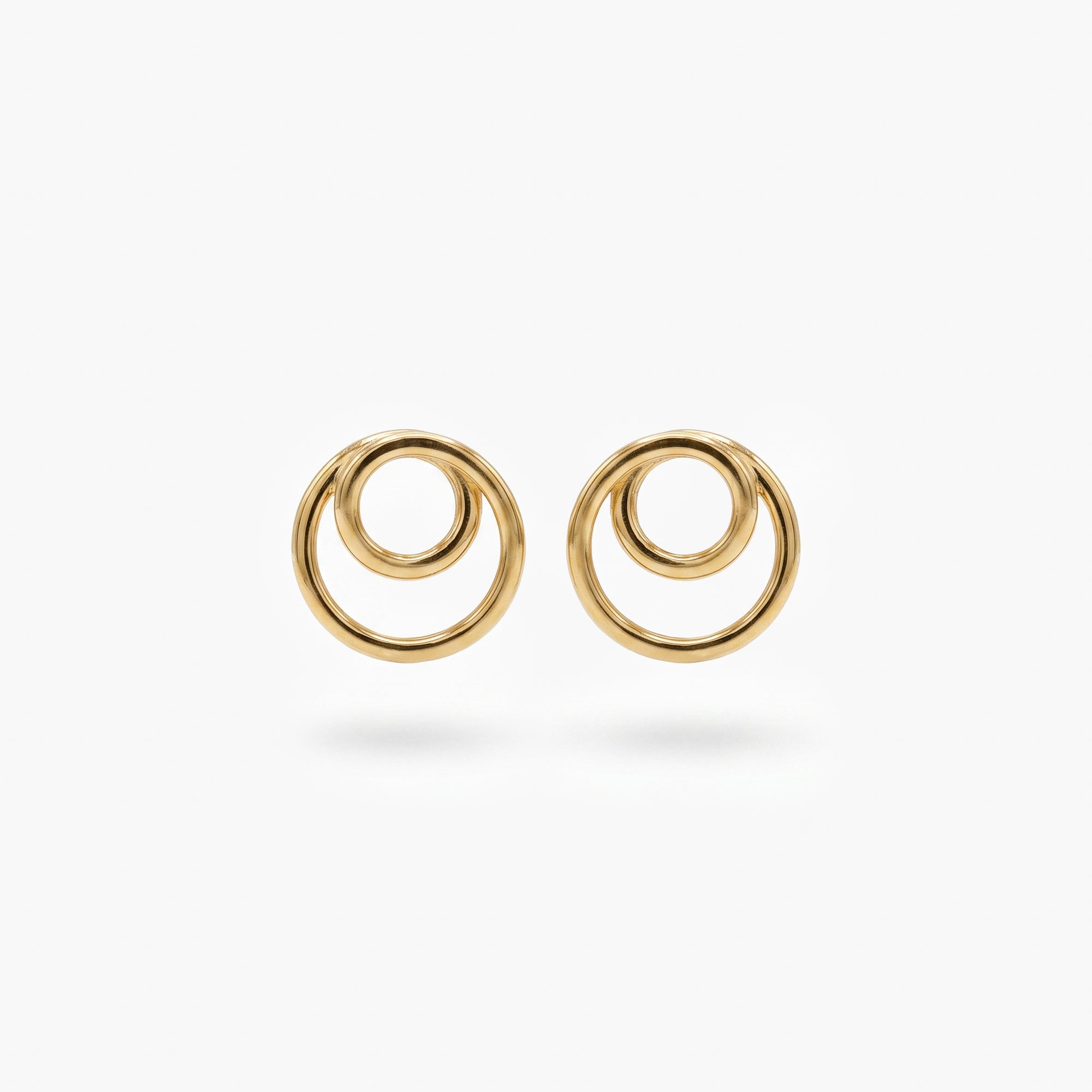 9ct Yellow Gold Polished Double Circle Stud Earrings