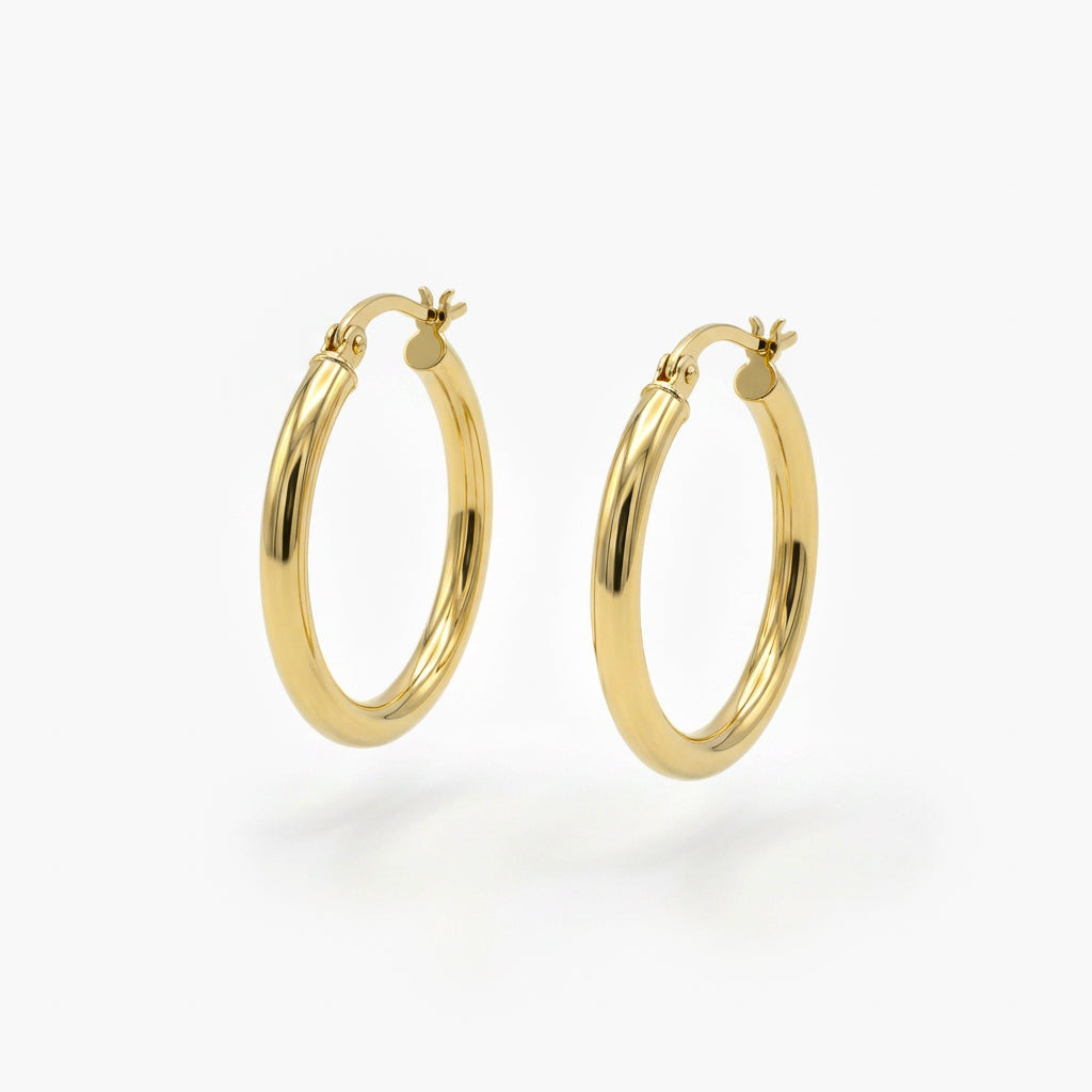 9ct Yellow Gold Rounded Hoop Earrings