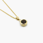 Round Garnet Pendant 9ct Yellow Gold - Jordans Jewellers
