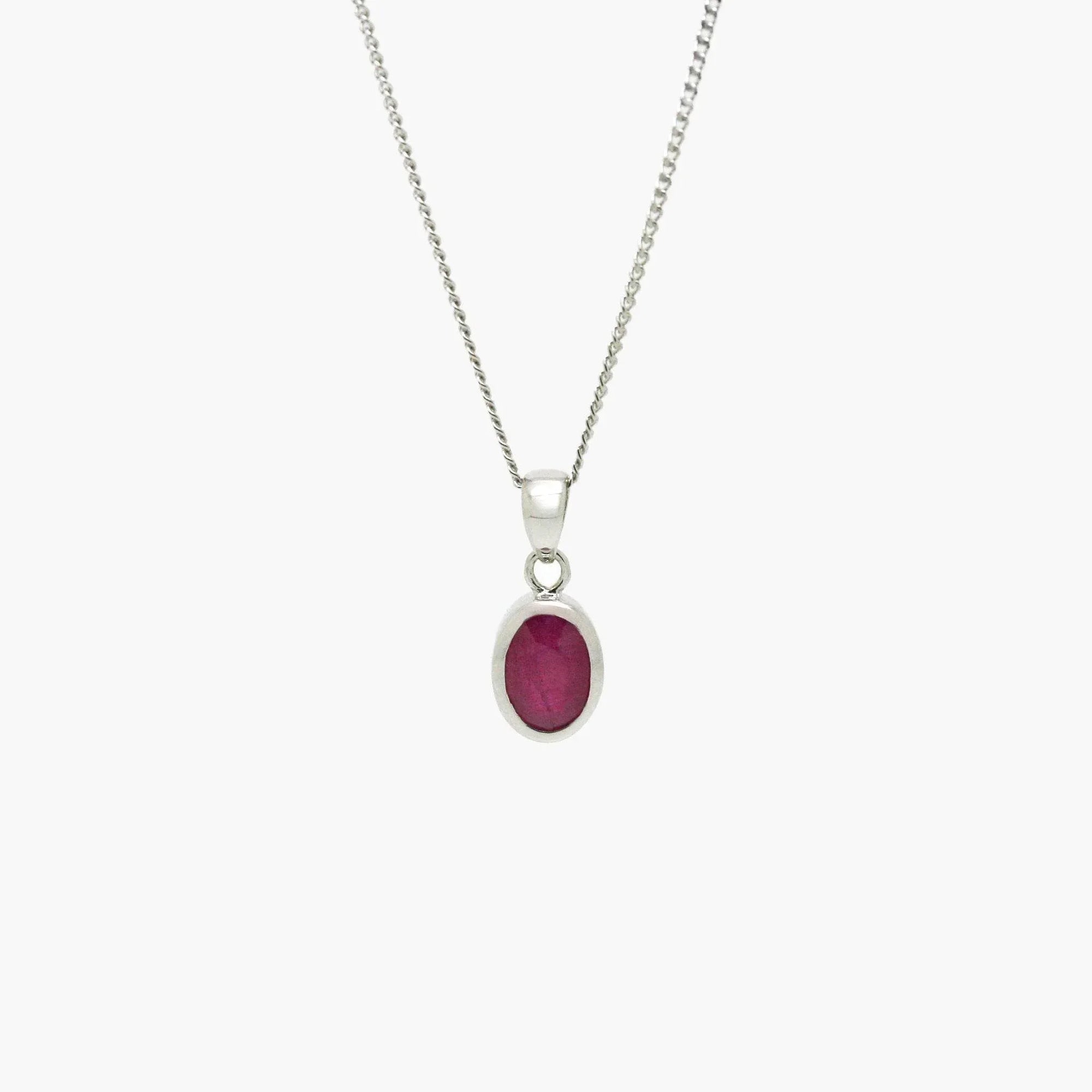 Ruby Rubover Pendant Necklace - 9ct White Gold - Jordans Jewellers