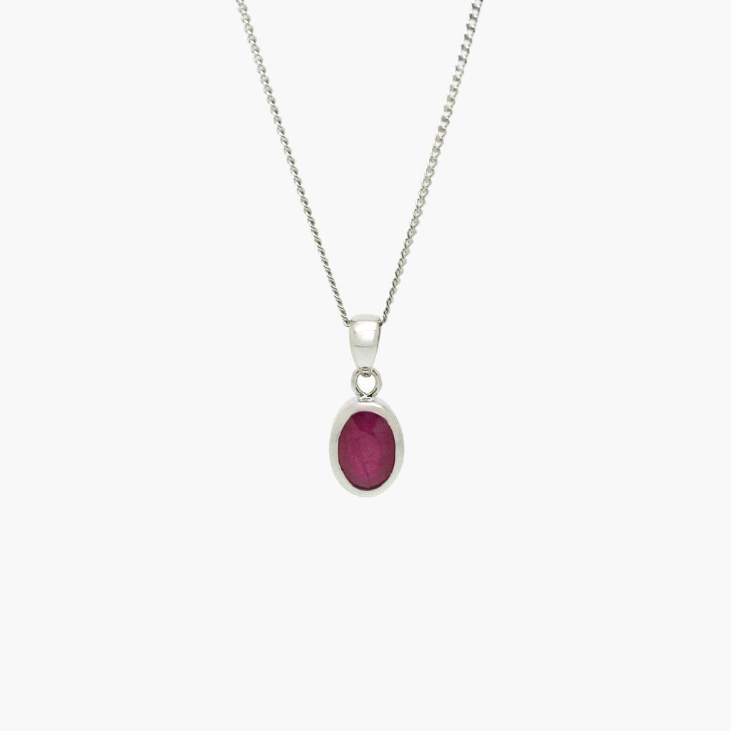 Ruby Rubover Pendant Necklace - 9ct White Gold - Jordans Jewellers