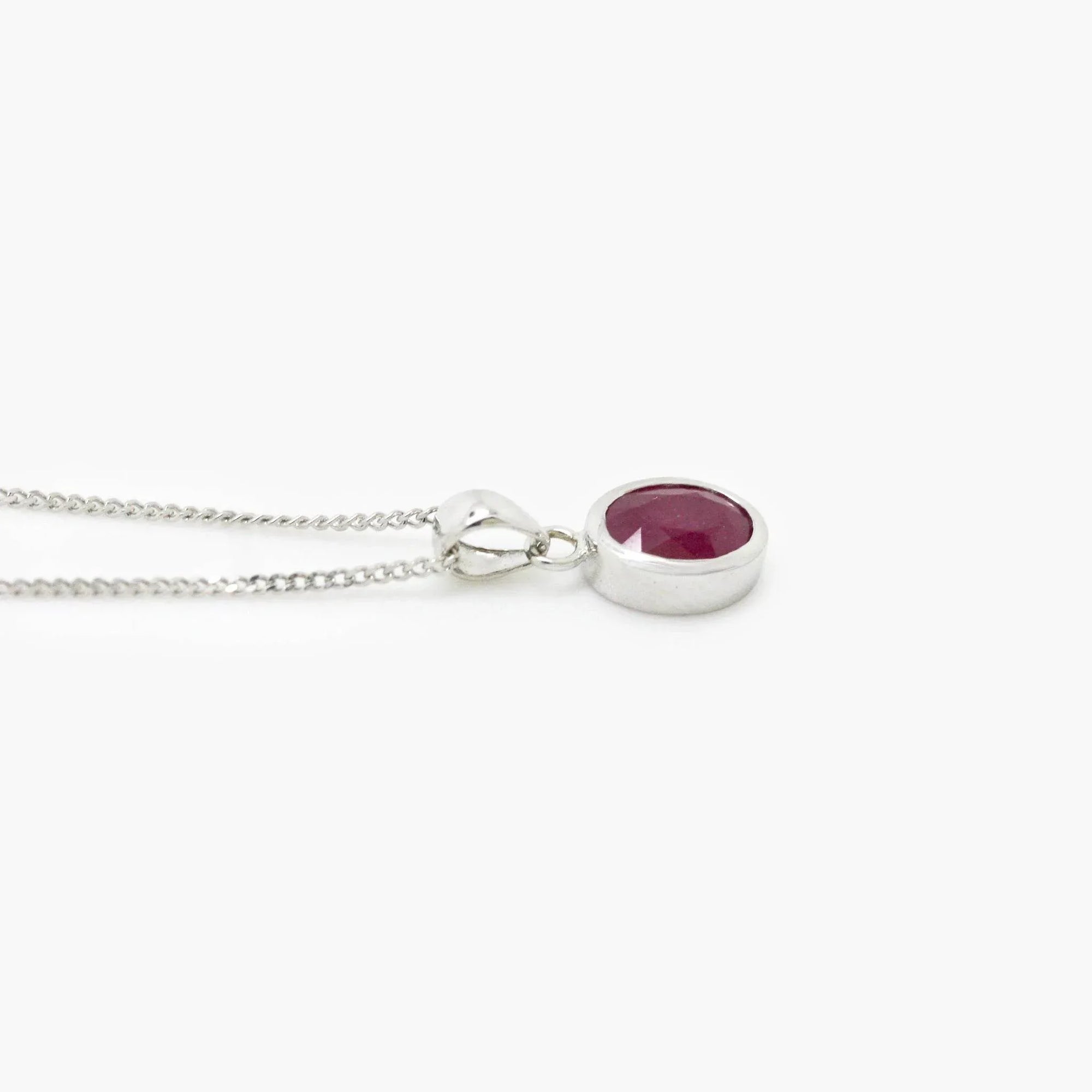 Ruby Rubover Pendant Necklace - 9ct White Gold - Jordans Jewellers