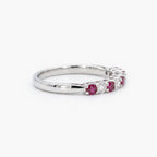 18ct White Gold Ruby & Diamond 7-Stone Half Eternity Ring