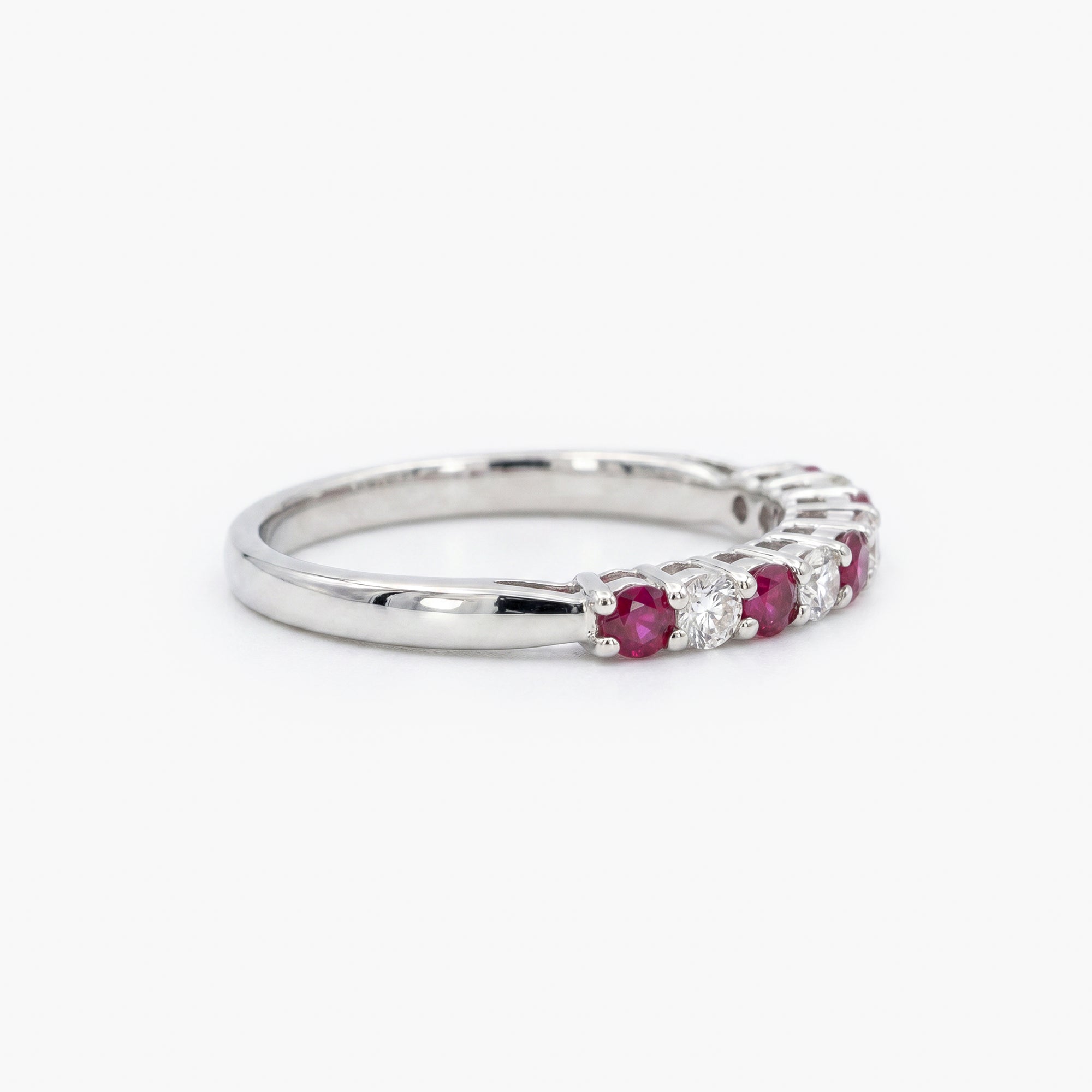 18ct White Gold Ruby & Diamond 7-Stone Half Eternity Ring