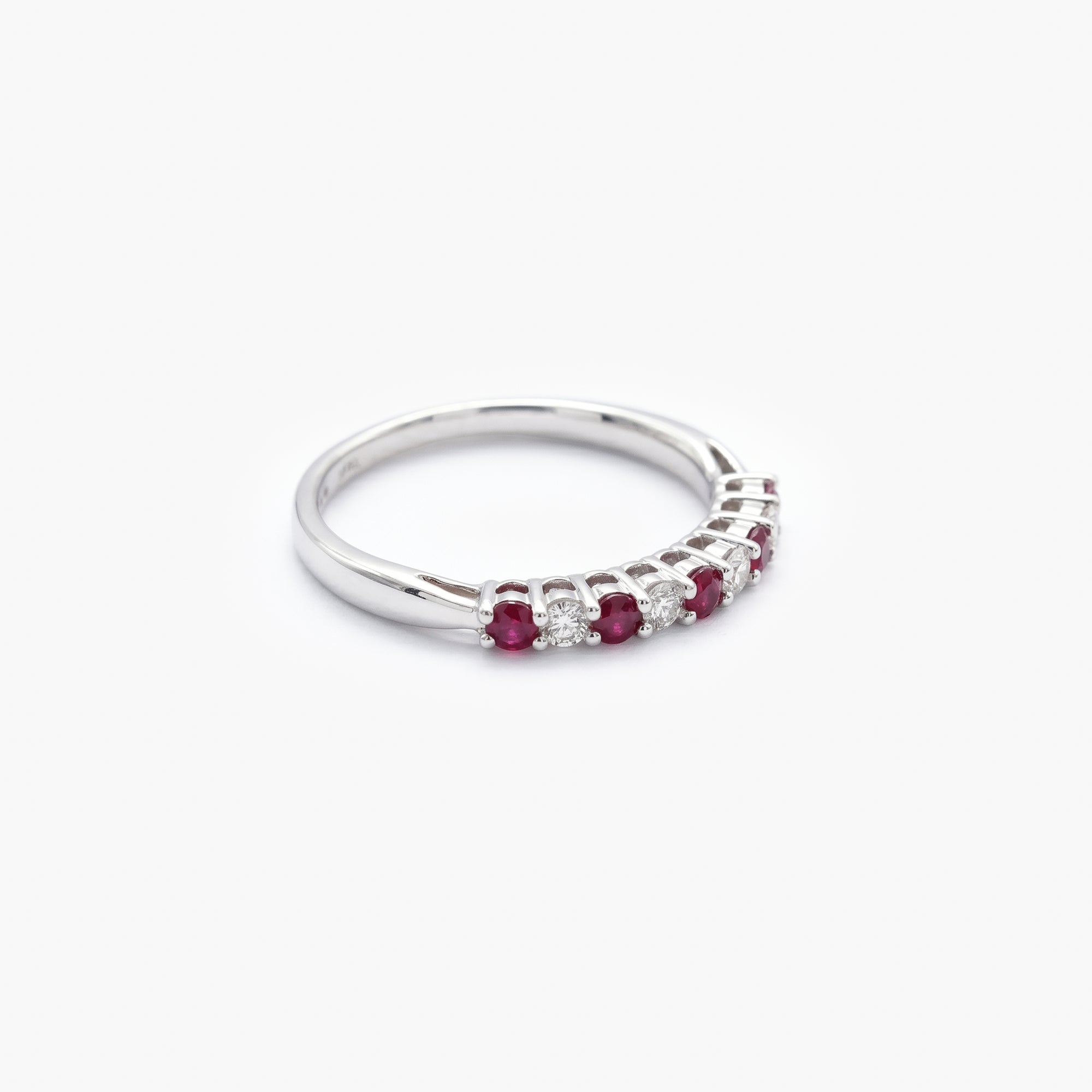 18ct White Gold Ruby & Diamond 7-Stone Half Eternity Ring