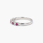 18ct White Gold Ruby & Diamond 7-Stone Half Eternity Ring