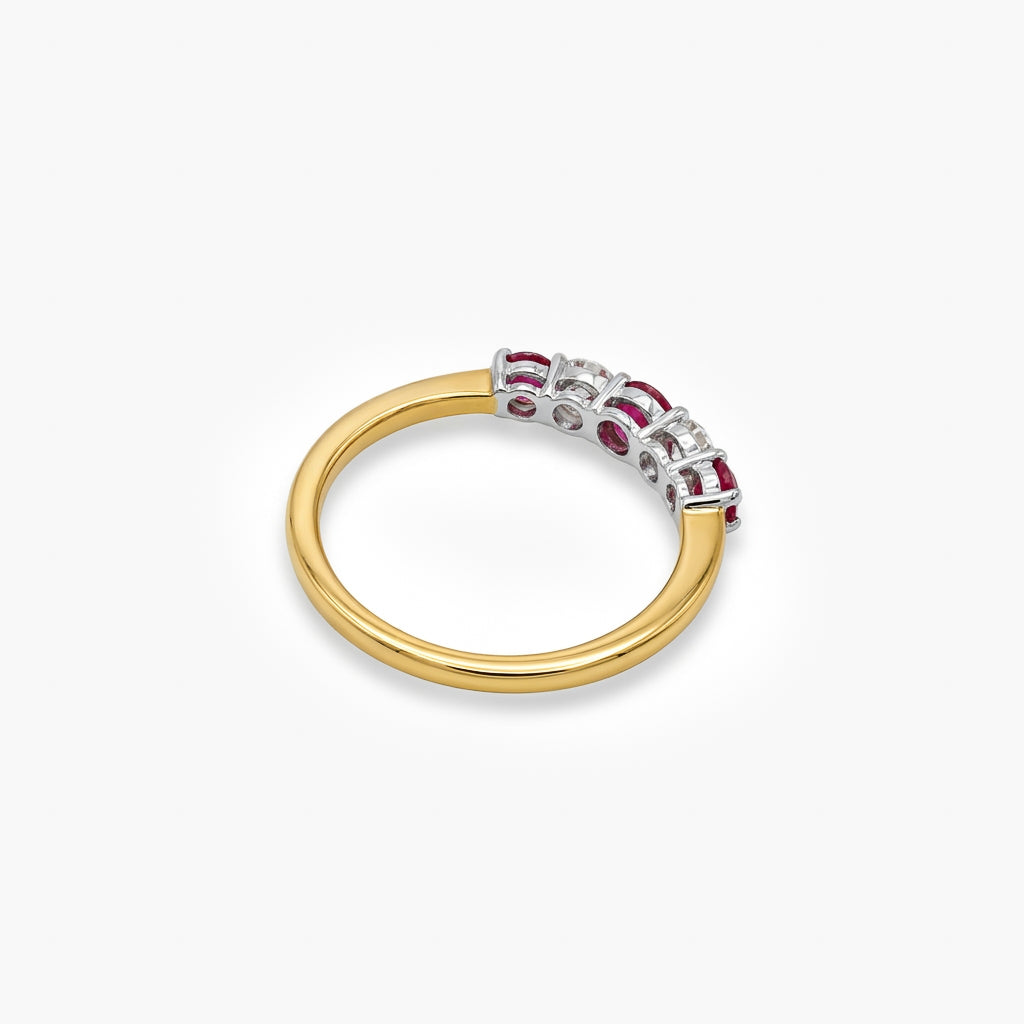 18ct Gold Ruby & Diamond Five Stone Ring